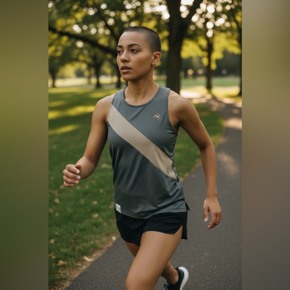 Tracksmith Gray and Tan Women's Tank Top